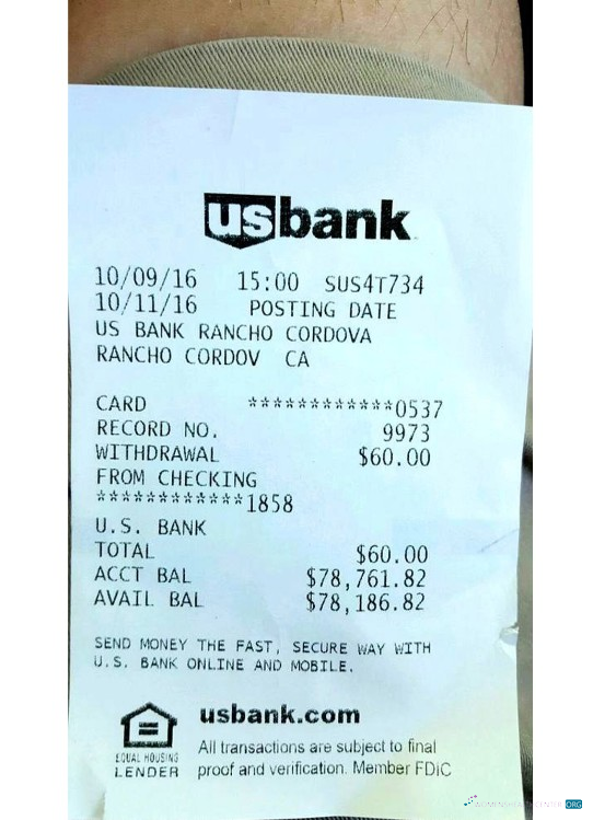Download USA US bank payment receipt Photoshop template
